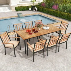 Tangkula 9-Piece Patio Dining Set, 79