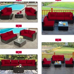 Tangkula 6-Piece Patio Furniture Set with 30
