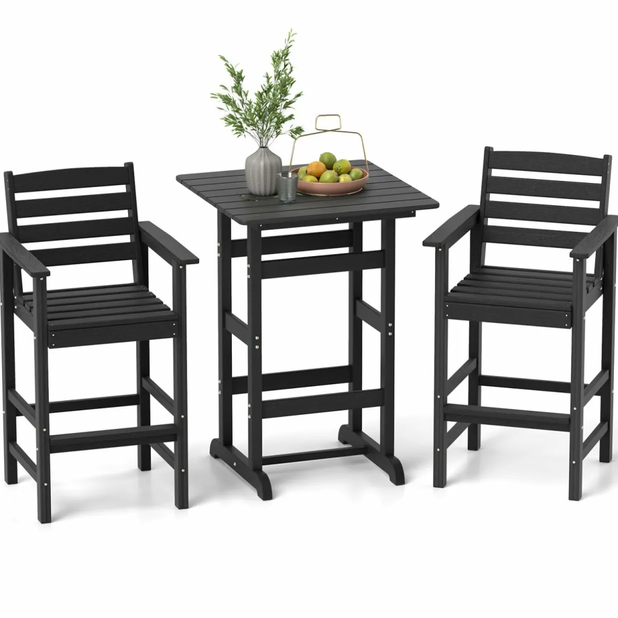 Tangkula 3-Piece Patio HDPE Bar Set