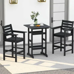 Tangkula 3-Piece Patio HDPE Bar Set