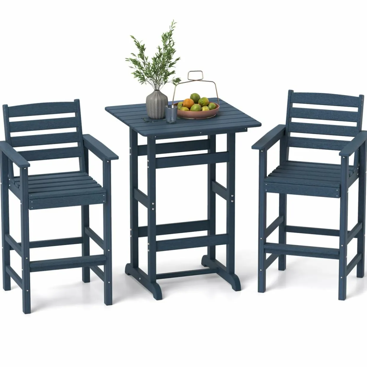 Tangkula 3-Piece Patio HDPE Bar Set