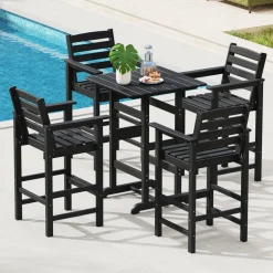 Tangkula 3-Piece Patio HDPE Bar Set