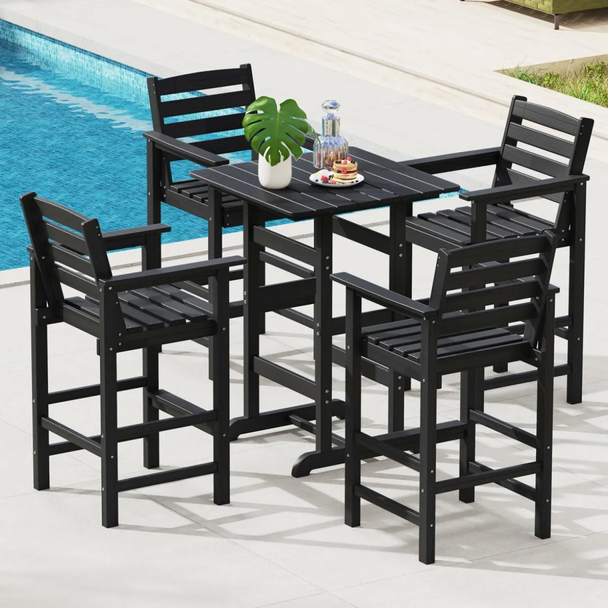 Tangkula 3-Piece Patio HDPE Bar Set