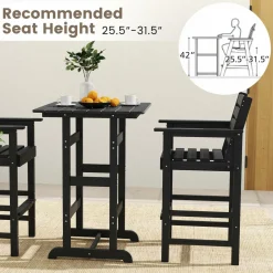 Tangkula 3-Piece Patio HDPE Bar Set