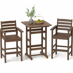 Tangkula 3-Piece Patio HDPE Bar Set