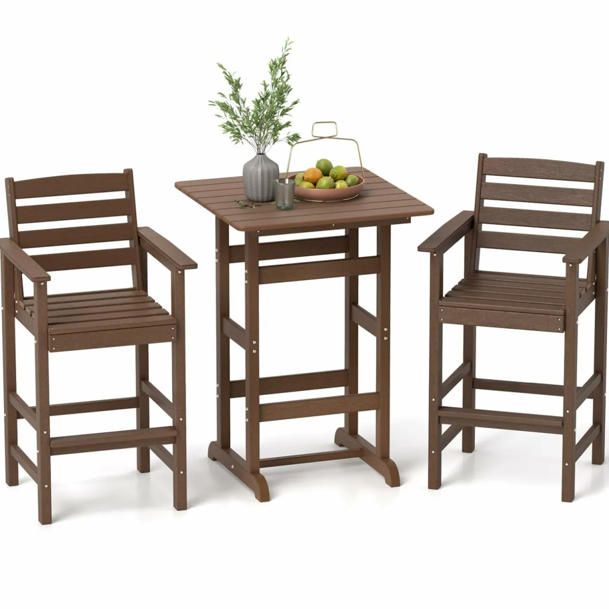 Tangkula 3-Piece Patio HDPE Bar Set