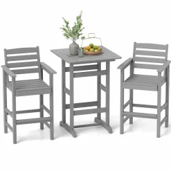 Tangkula 3-Piece Patio HDPE Bar Set