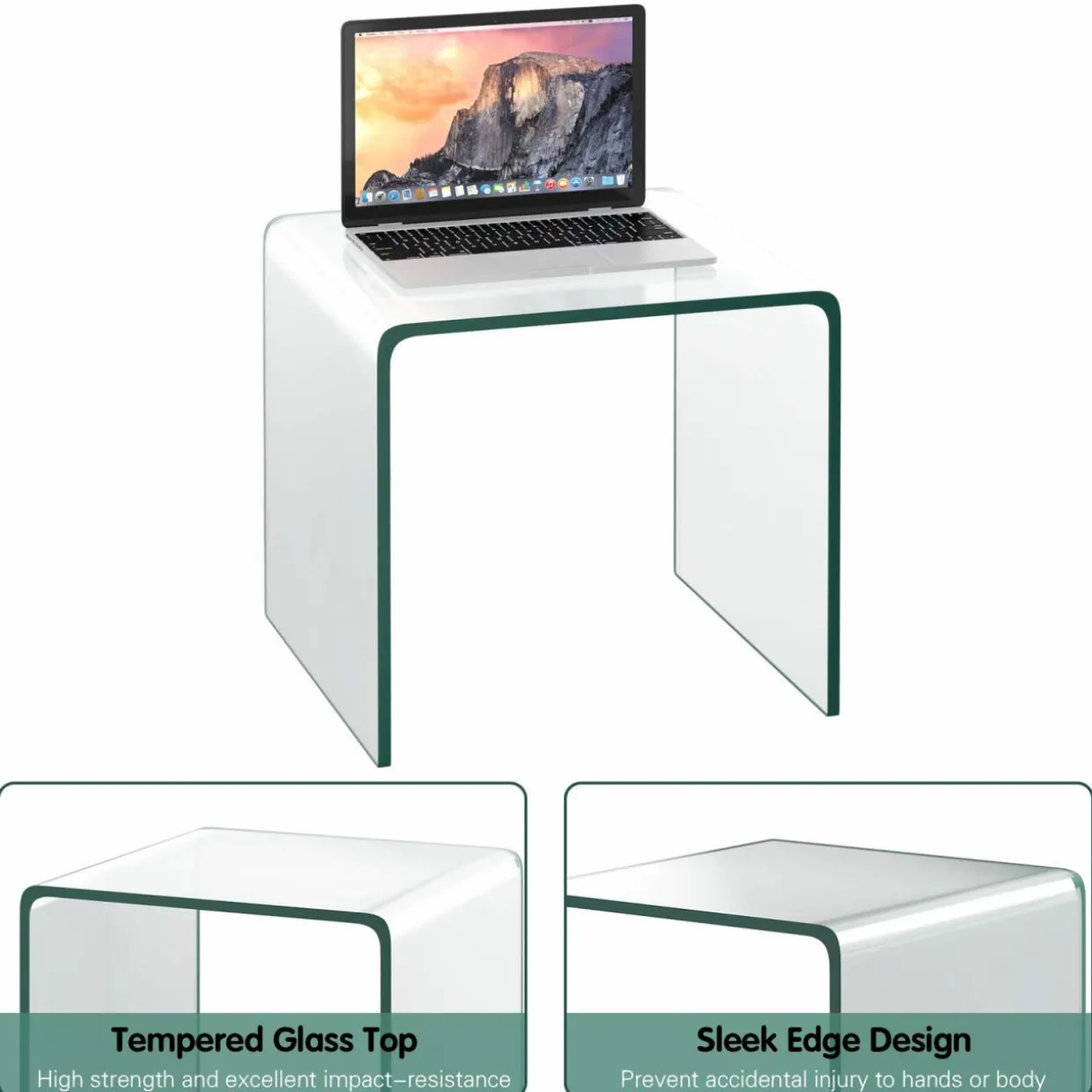 Tangkula 3-Piece Tempered Glass Coffee Table Set, Includes Coffee Table & 2 End Tables