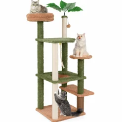 Tangkula Plant Cat Tree, 60 Inch Green Aesthetic Cat Tower with Sisal Scratching Posts