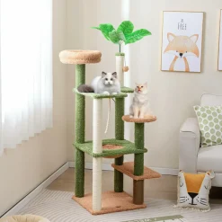 Tangkula Plant Cat Tree, 60 Inch Green Aesthetic Cat Tower with Sisal Scratching Posts