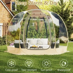 Tangkula Pop Up Bubble Tent, 11x11 Ft Oversize Outdoor Dome Tent for 6-10 People with 12 Stakes