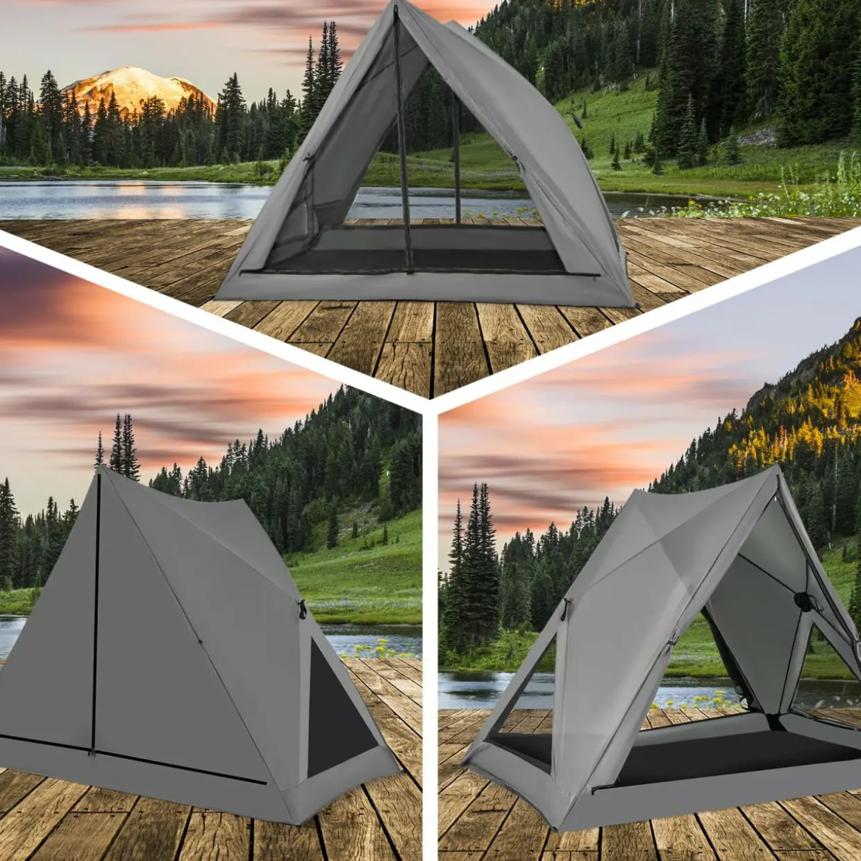 Tangkula Pop Up Camping Tent for 2-3 Person, 360° One-Way See-Through Backpacking Tent with Removable Rainfly