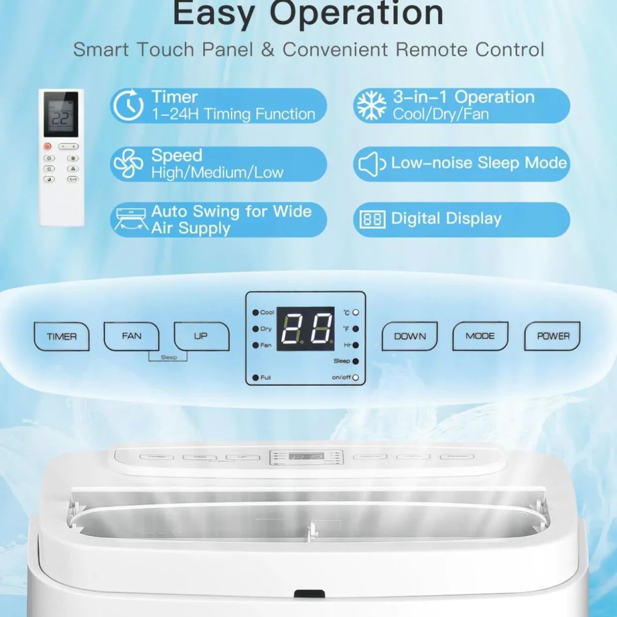Tangkula Portable Air Conditioner 9000 BTU, 3 in 1 Air Cooler with Fan & Dehumidifier
