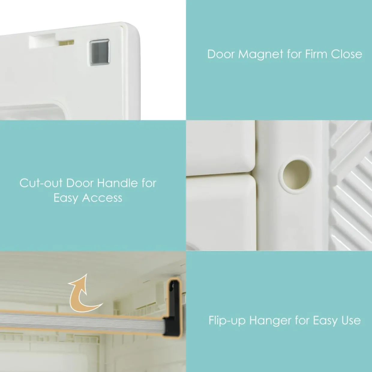 Tangkula Portable Closet Wardrobe, Foldable Clothes Organizer with Cubby Storage, Hanging Rods