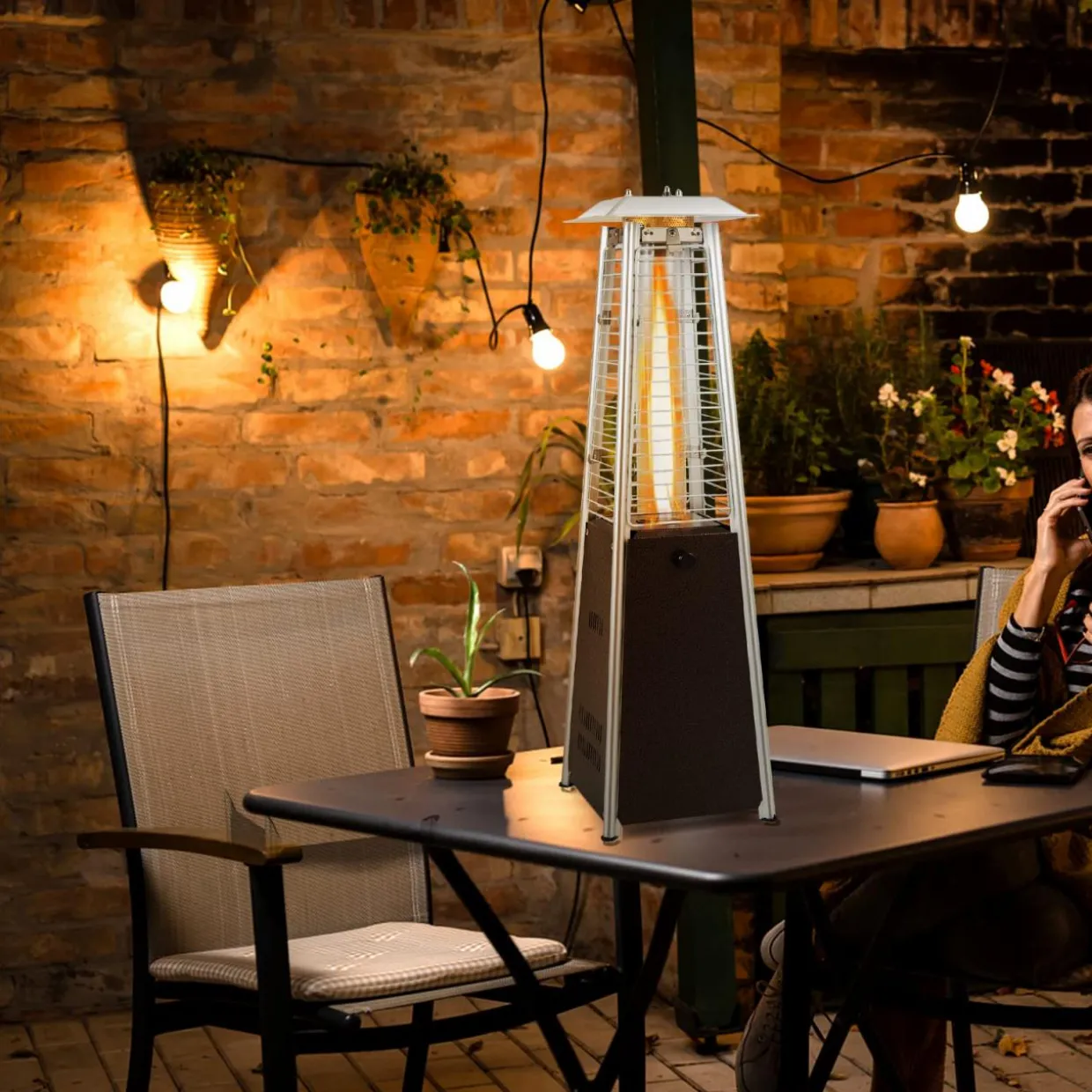 Tangkula Portable Patio Heater, 9500 BTU Outdoor Tabletop Heater with Stainless Steel Burner
