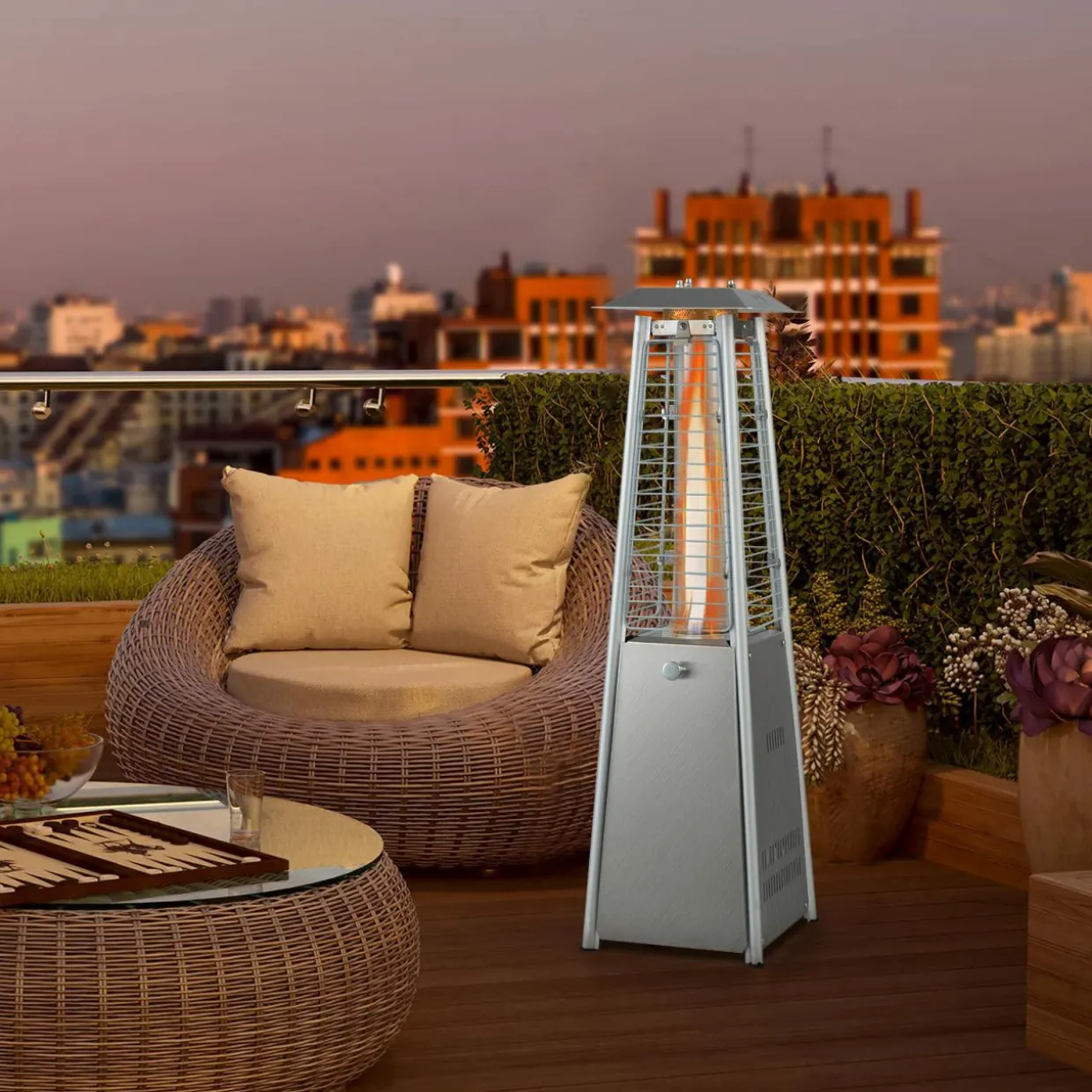 Tangkula Portable Patio Heater, 9500 BTU Outdoor Tabletop Heater with Stainless Steel Burner