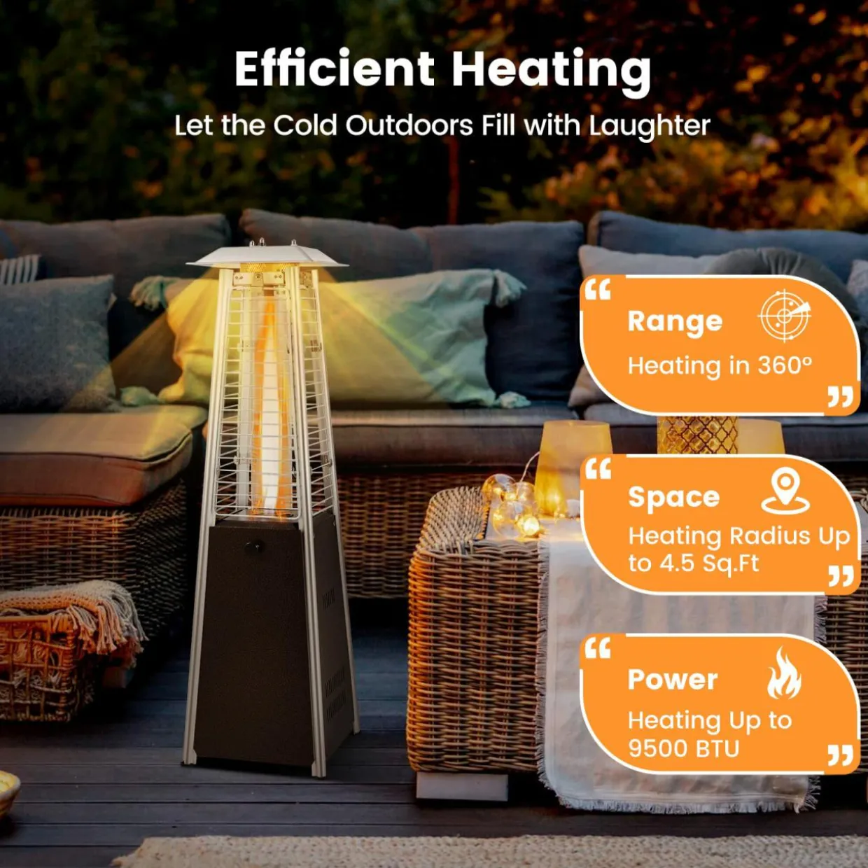 Tangkula Portable Patio Heater, 9500 BTU Outdoor Tabletop Heater with Stainless Steel Burner