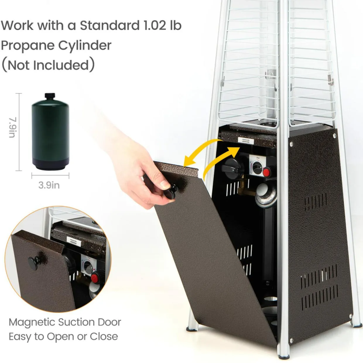 Tangkula Portable Patio Heater, 9500 BTU Outdoor Tabletop Heater with Stainless Steel Burner