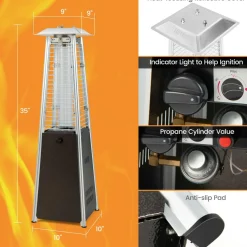 Tangkula Portable Patio Heater, 9500 BTU Outdoor Tabletop Heater with Stainless Steel Burner