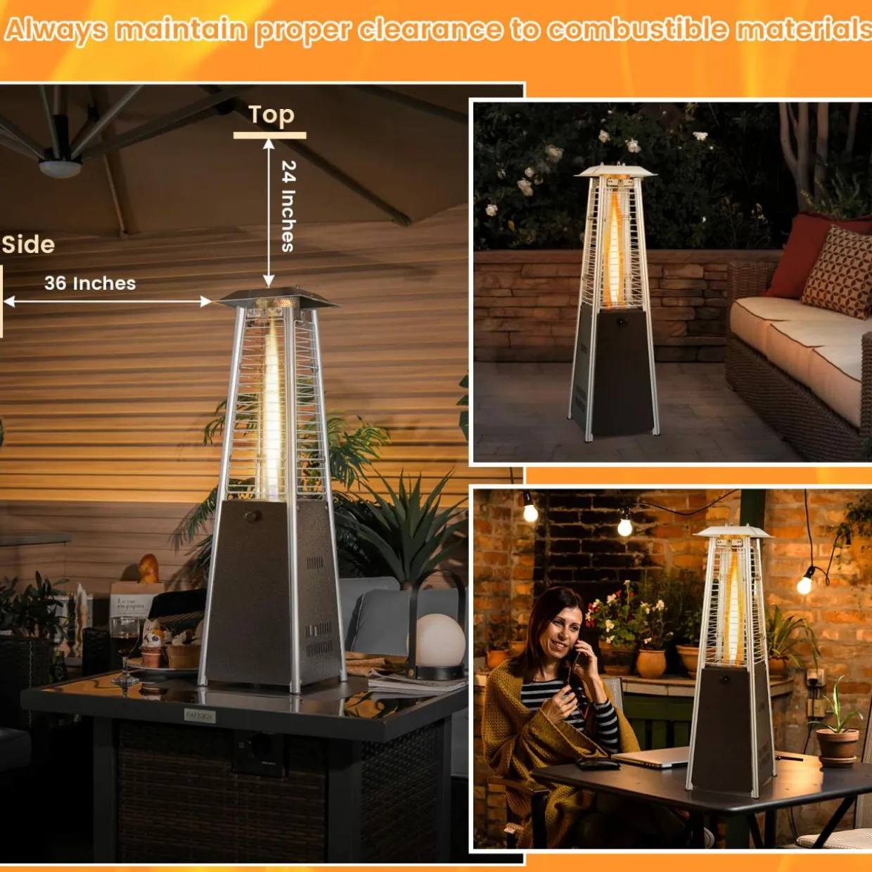 Tangkula Portable Patio Heater, 9500 BTU Outdoor Tabletop Heater with Stainless Steel Burner