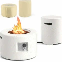 Tangkula Propane Fire Pit Table Set, 25.5