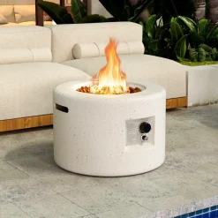 Tangkula Propane Fire Pit Table, 25.5& Tank Seat Included, 40,000 BTU Smokeless Fire Pit
