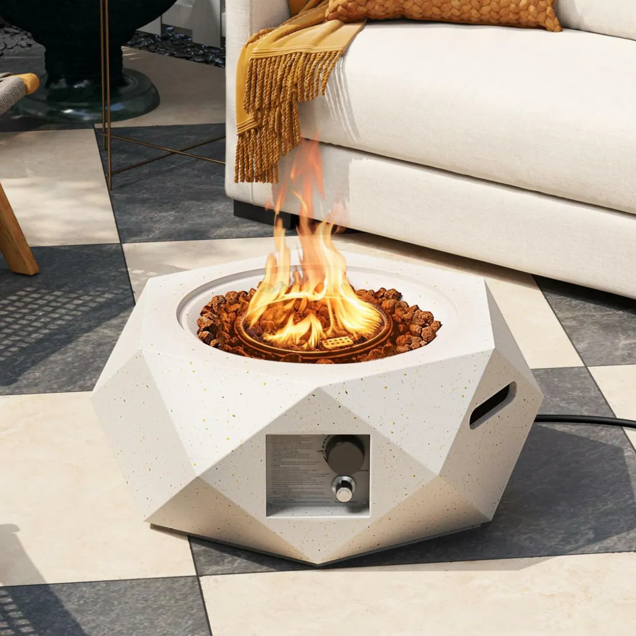 Tangkula Propane Fire Pit Table, 28& Tank Seat Included, 40,000 BTU Smokeless Fire Pit