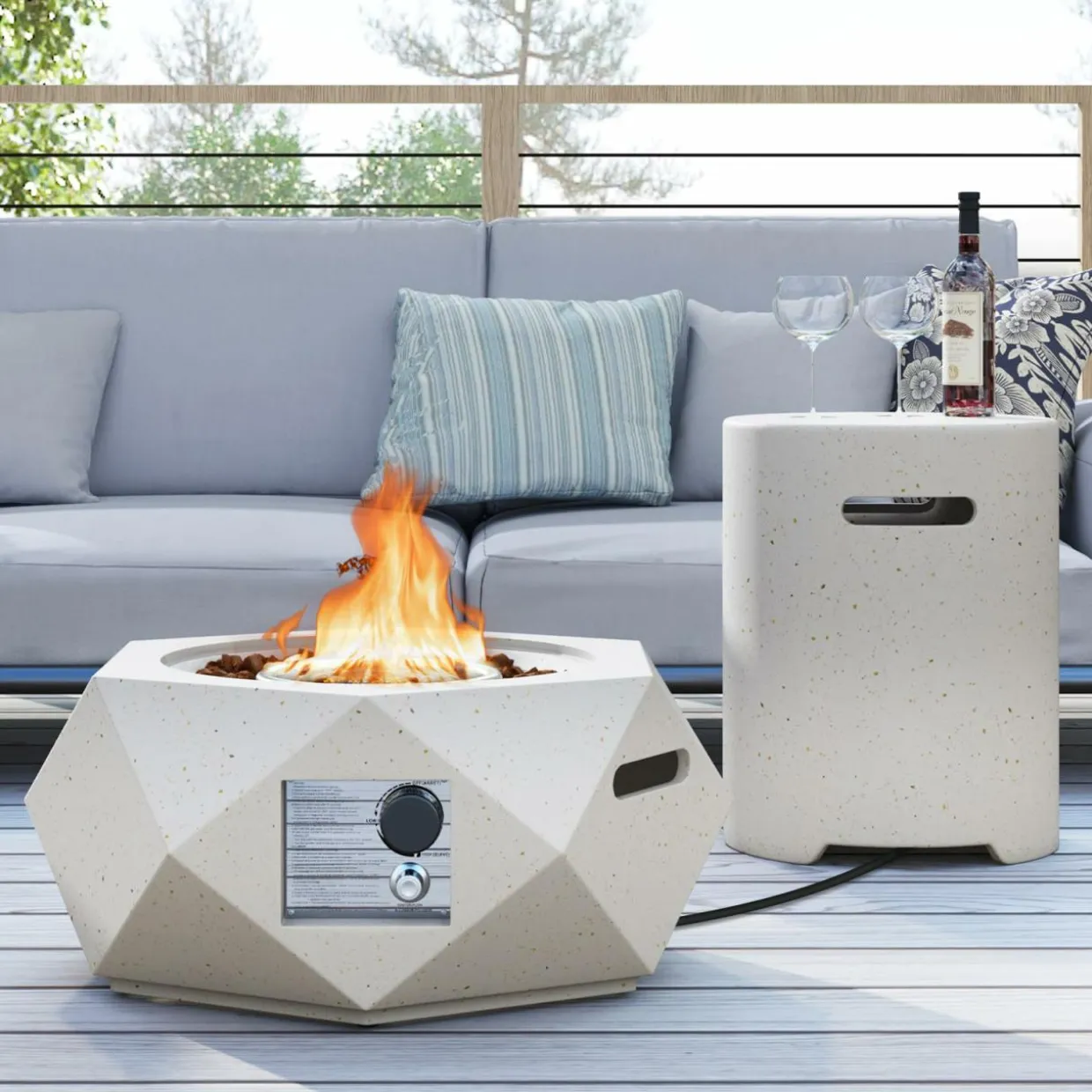Tangkula Propane Fire Pit Table Set, 28