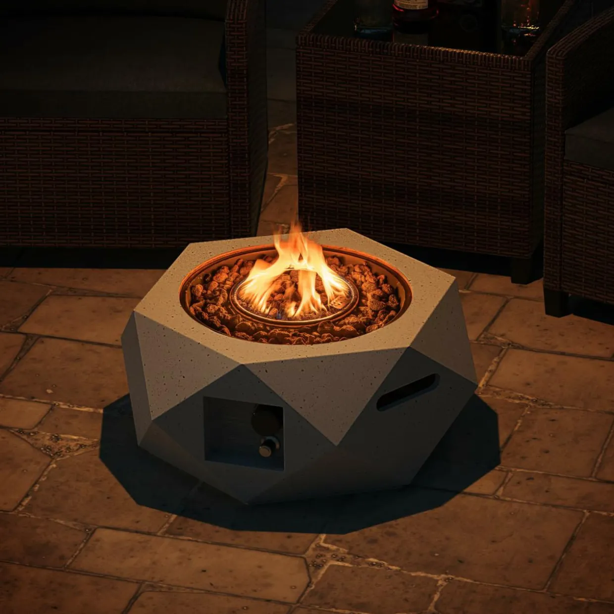 Tangkula Propane Fire Pit Table, 28& Tank Seat Included, 40,000 BTU Smokeless Fire Pit