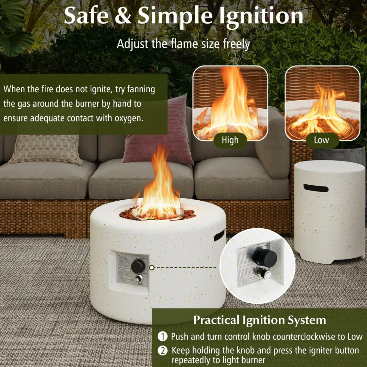 Tangkula Propane Fire Pit Table Set, 25.5