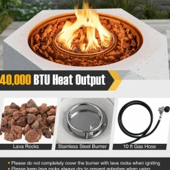 Tangkula Propane Fire Pit Table, 28& Tank Seat Included, 40,000 BTU Smokeless Fire Pit