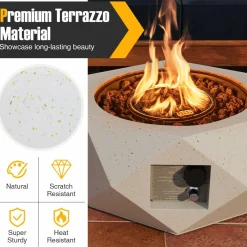 Tangkula Propane Fire Pit Table, 28& Tank Seat Included, 40,000 BTU Smokeless Fire Pit