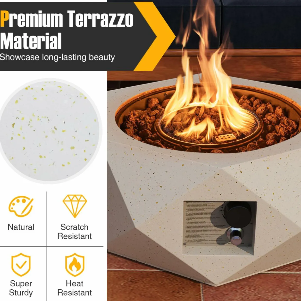 Tangkula Propane Fire Pit Table, 28& Tank Seat Included, 40,000 BTU Smokeless Fire Pit