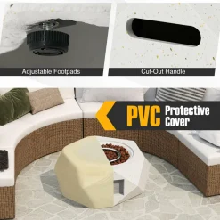 Tangkula Propane Fire Pit Table, 28& Tank Seat Included, 40,000 BTU Smokeless Fire Pit