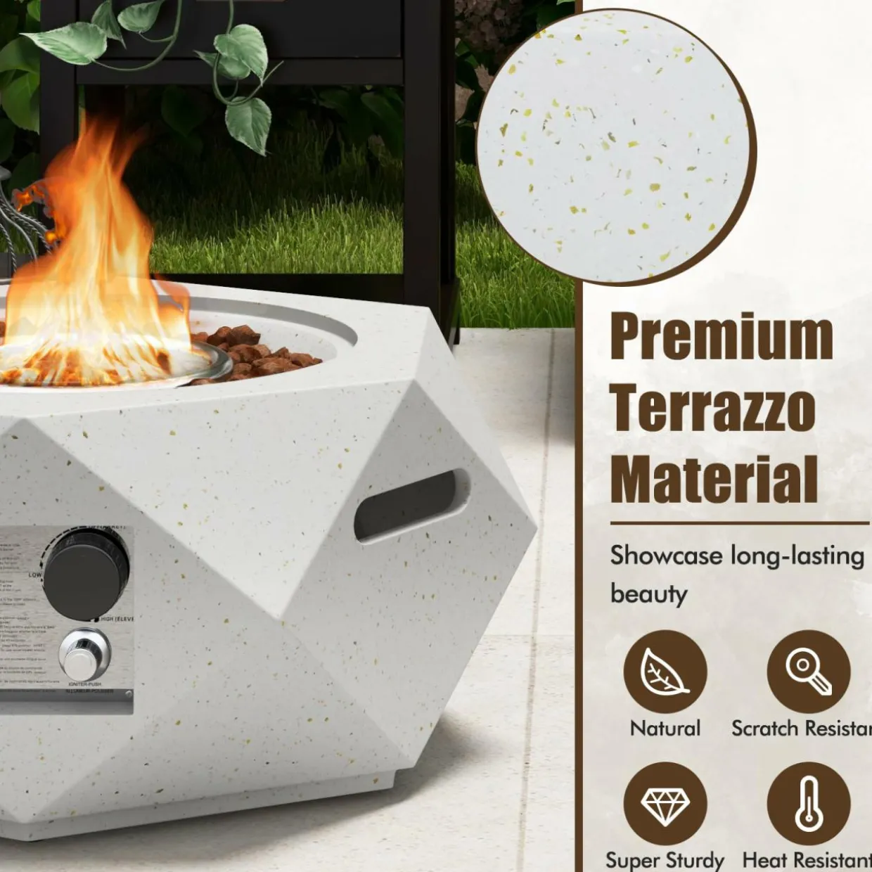 Tangkula Propane Fire Pit Table Set, 28
