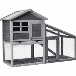 Tangkula Rabbit Hutch Indoor Outdoor, Wooden Chicken Coop, Bunny Hutch with Run