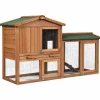 Tangkula Rabbit Hutch Indoor and Outdoor, 58-Inch Bunny Cage with Removable Tray & Ramp