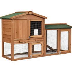 Tangkula Rabbit Hutch Indoor and Outdoor, 58-Inch Bunny Cage with Removable Tray & Ramp