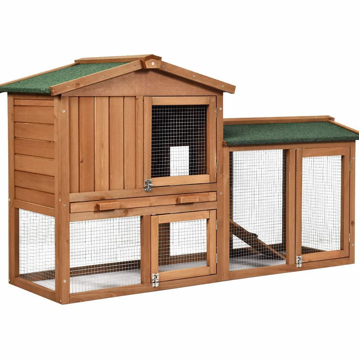 Tangkula Rabbit Hutch Indoor and Outdoor, 58-Inch Bunny Cage with Removable Tray & Ramp