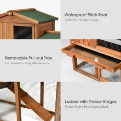 Tangkula Rabbit Hutch Indoor and Outdoor, 58-Inch Bunny Cage with Removable Tray & Ramp