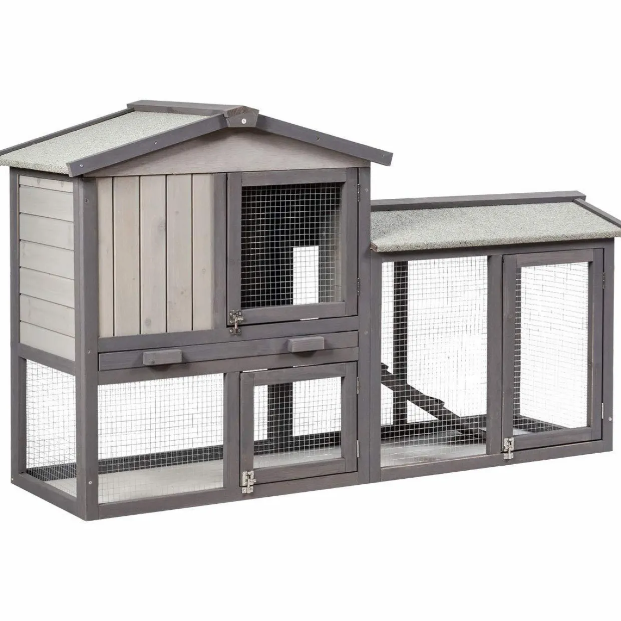 Tangkula Rabbit Hutch Indoor and Outdoor, 58-Inch Bunny Cage with Removable Tray & Ramp