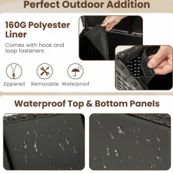 Tangkula Rattan Deck Box, 85 Gallon Storage Container with Waterproof Liner, Wheels & Gas Strut