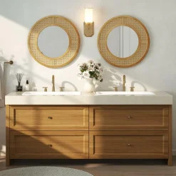Tangkula Rattan Wall Mirror