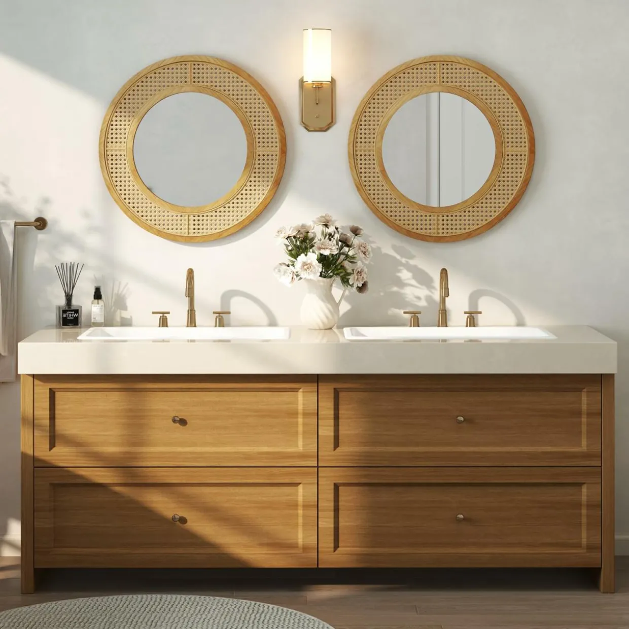 Tangkula Rattan Wall Mirror