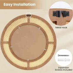 Tangkula Rattan Wall Mirror
