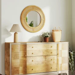Tangkula Rattan Wall Mirror