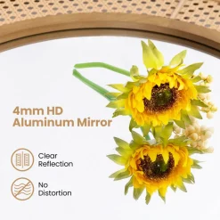 Tangkula Rattan Wall Mirror