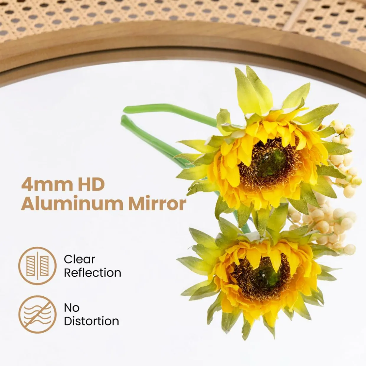 Tangkula Rattan Wall Mirror