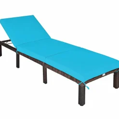Tangkula Rattan Wicker Chaise Lounge Chair, Outdoor Patio Lounger Recliner Chair w/Adjustable Backrest