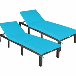 Tangkula Rattan Wicker Chaise Lounge Chair, Outdoor Patio Lounger Recliner Chair w/Adjustable Backrest
